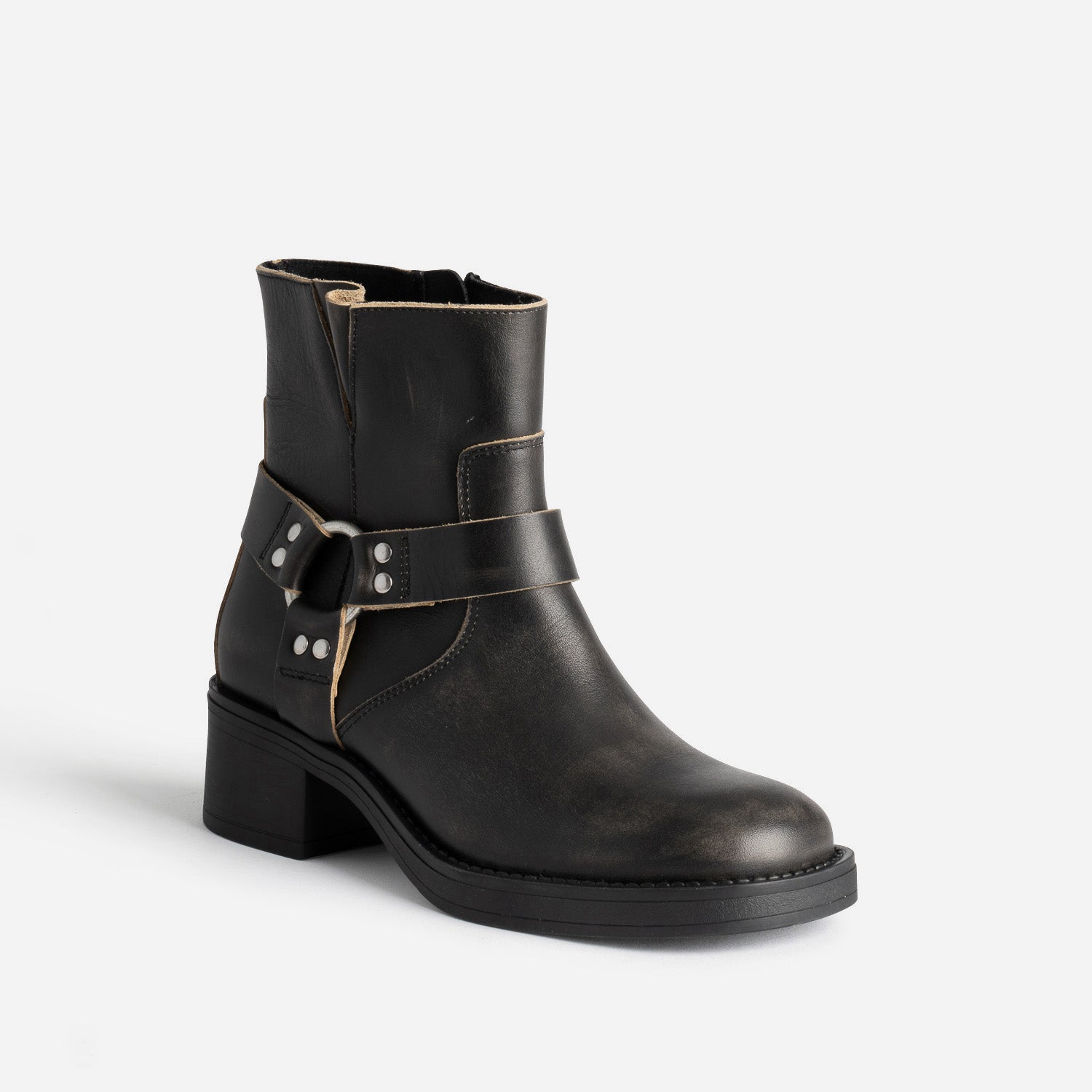 Boots motard TEXTO gris foncé en cuir
