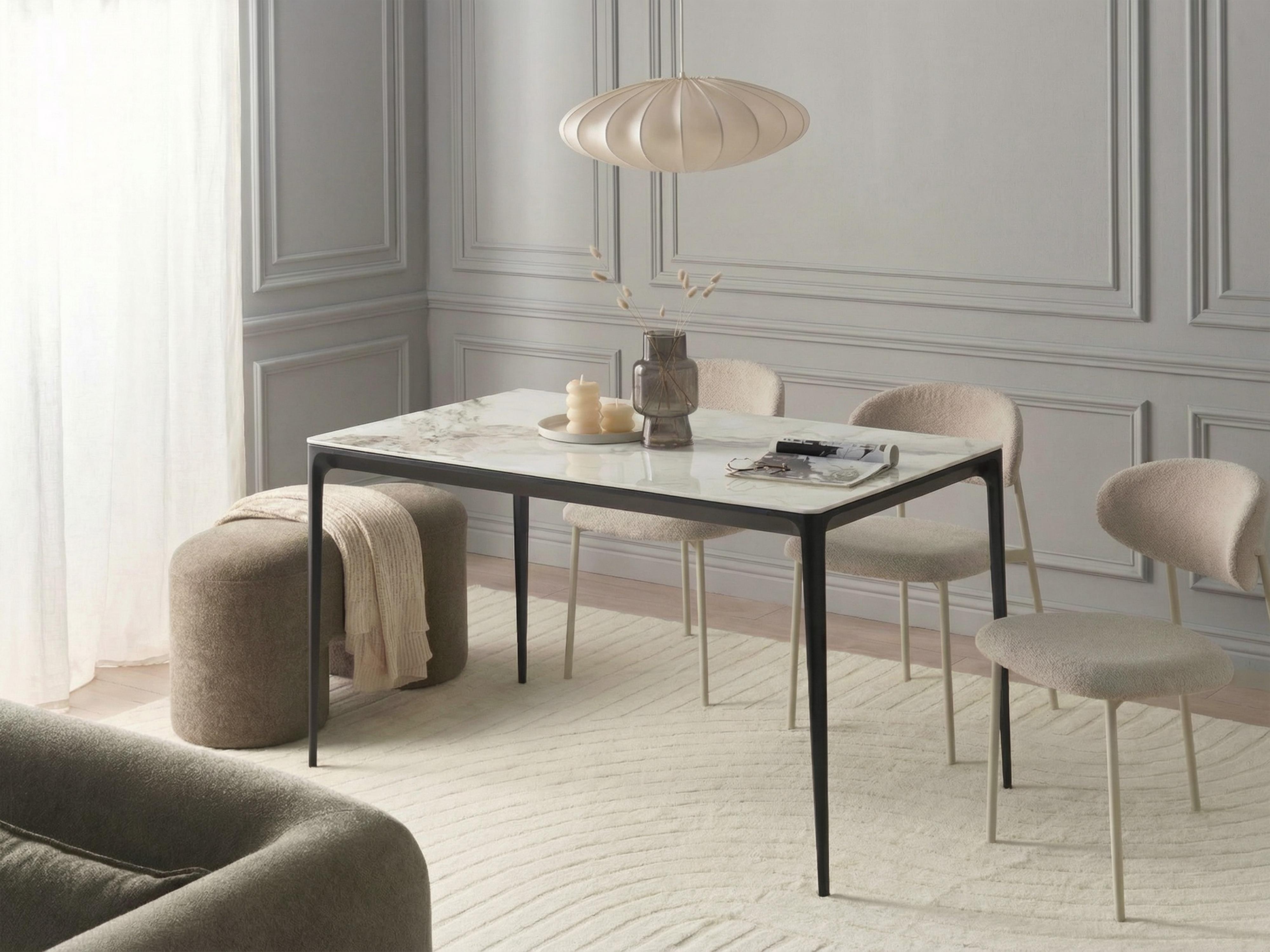 Dining Table JOLLEIN White Marble 140 cm 80 cm Glass