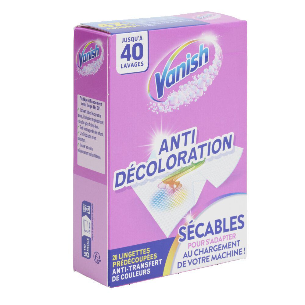 Lingette anti-décoloration et anti-transfert de couleurs Vanish x20