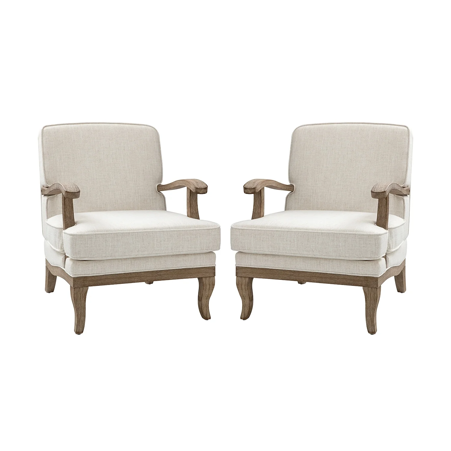 Rinaldo Farmhouse Polyester Armchair with Comfortable Backrest and Cushion Set of 2 by HULALA HOME