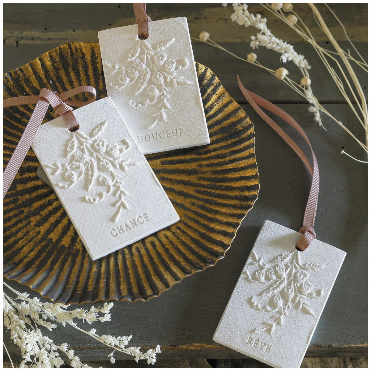 - Pochon de 3 décors parfumés Petits mots - Fleur de Thé