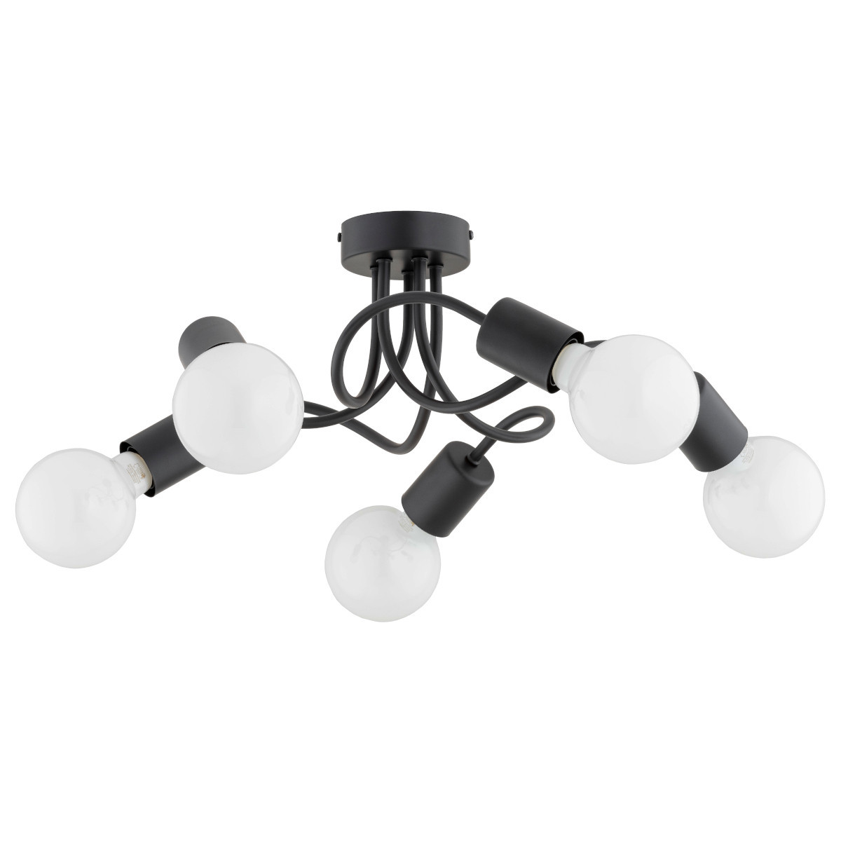 Lampa sufitowa czarna NILL 5xE27x15W wym: 18x50x50 cm Alfa