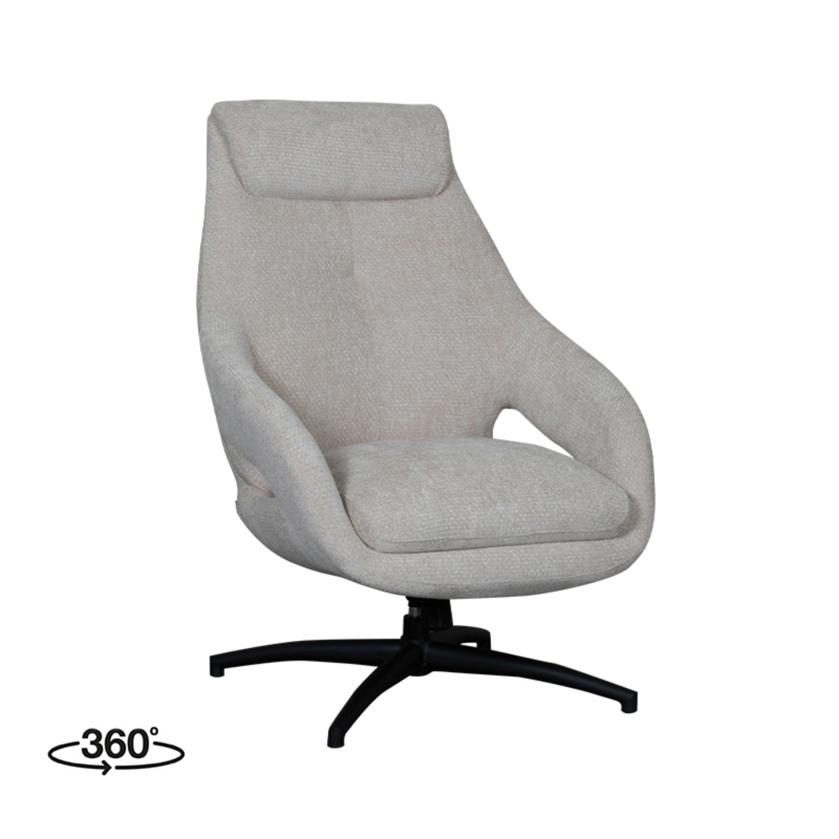 LABEL51 Draaifauteuil Maxwell - Naturel/Zwart - 75x84x108cm