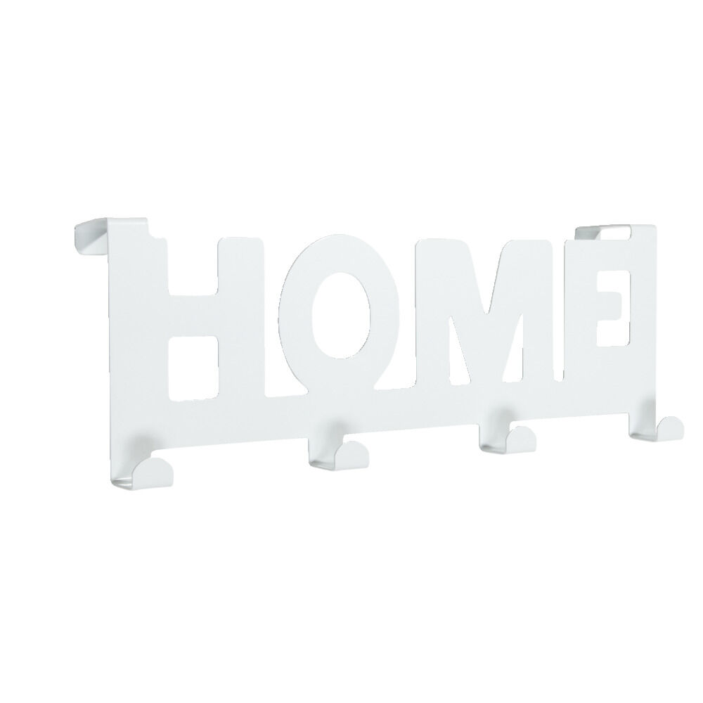 Crochet de porte HOME en métal blanc ou noir 36,5x16,5cm - 2 modèles