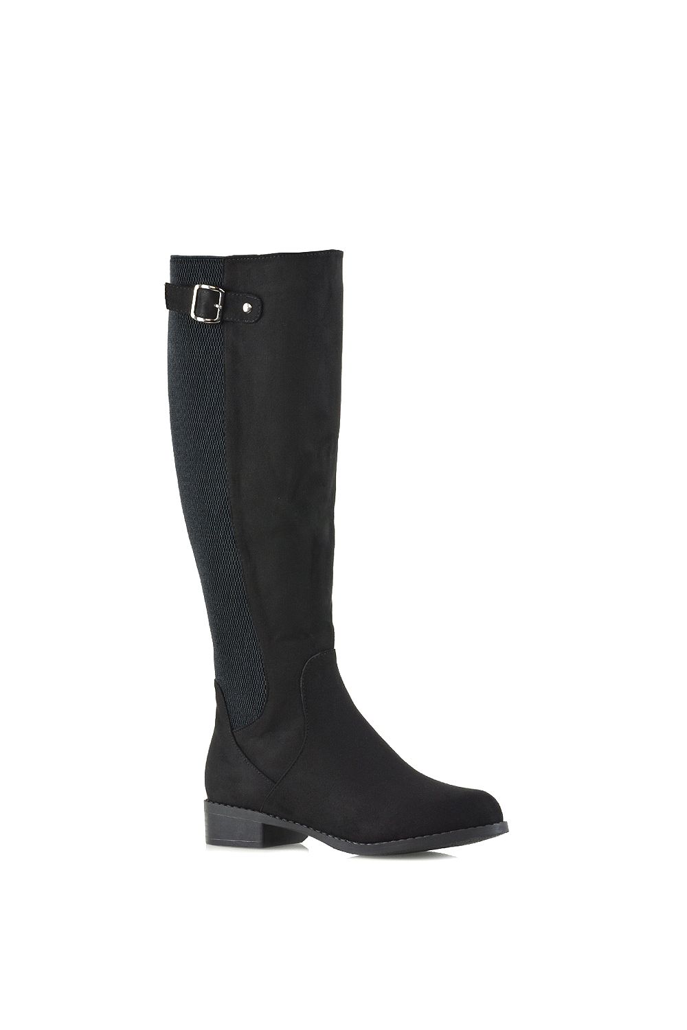 XY London Molly' Knee High Flat Low Heel Long Boots With Stretchy Calf