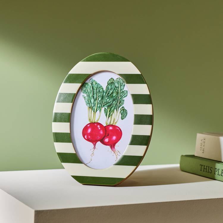 Habitat Striped Oval Green Resin Picture Frame - 4x6"