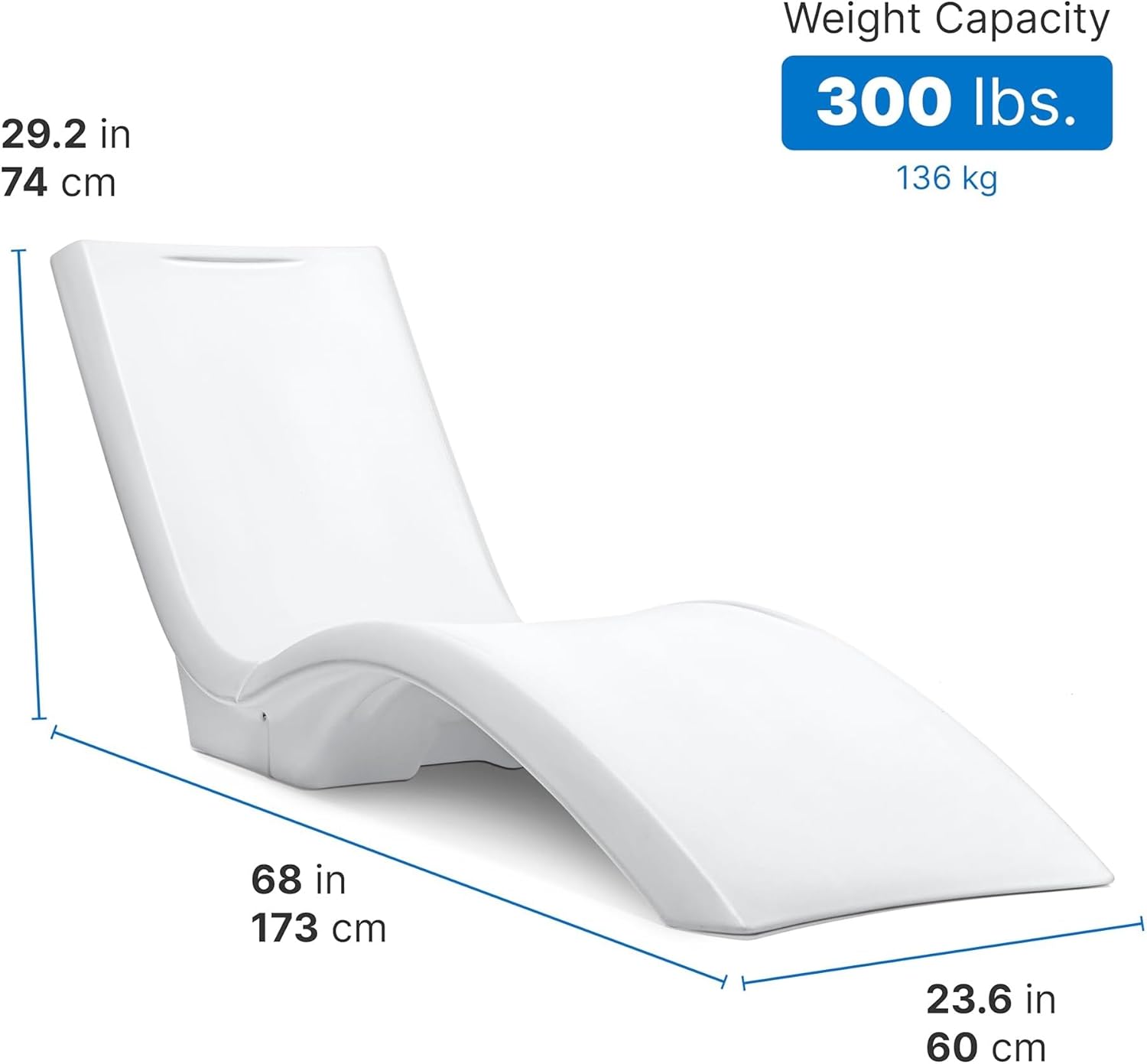 Step2 Vero Pool Lounger  Fade-Resistant  Waterproof Patio Furniture  Pool Lounge Chair for Sun Shelf  Use in Pools with Shelves Up to 12-Inches Deep or Outside Pool Deck  Weighted  White