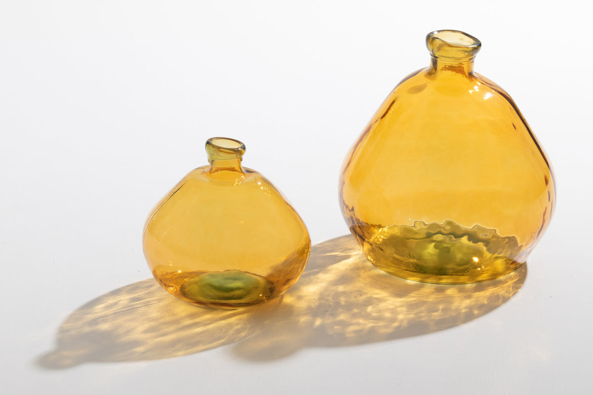 J-Line vaas Laura - glas - oker - large - Ø 45 cm