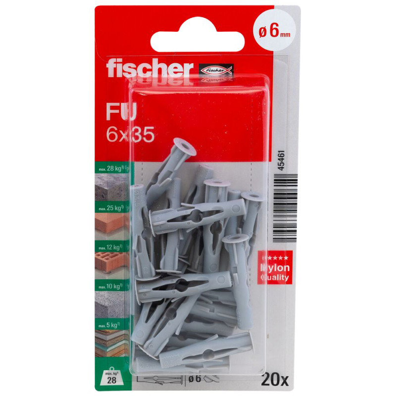 Cheville universelle FU Ø 6 x 35 mm 20 pièces