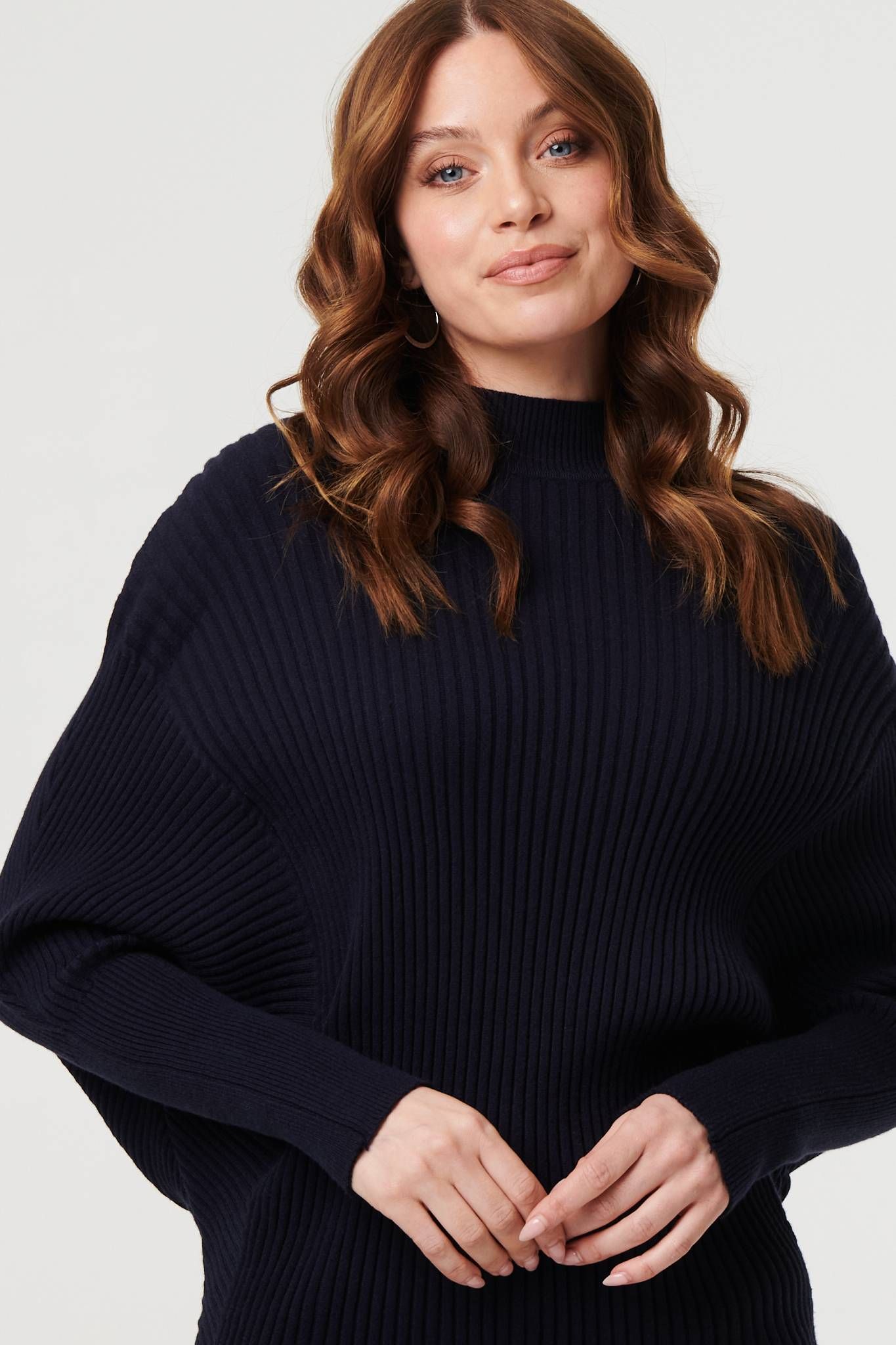 Izabel London Striped Texture Batwing Sleeve Jumper