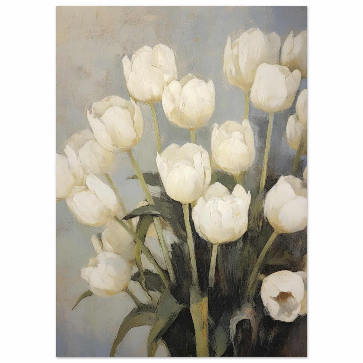 Artfulprints Poster White tulips  - 50x70 cm - Wit