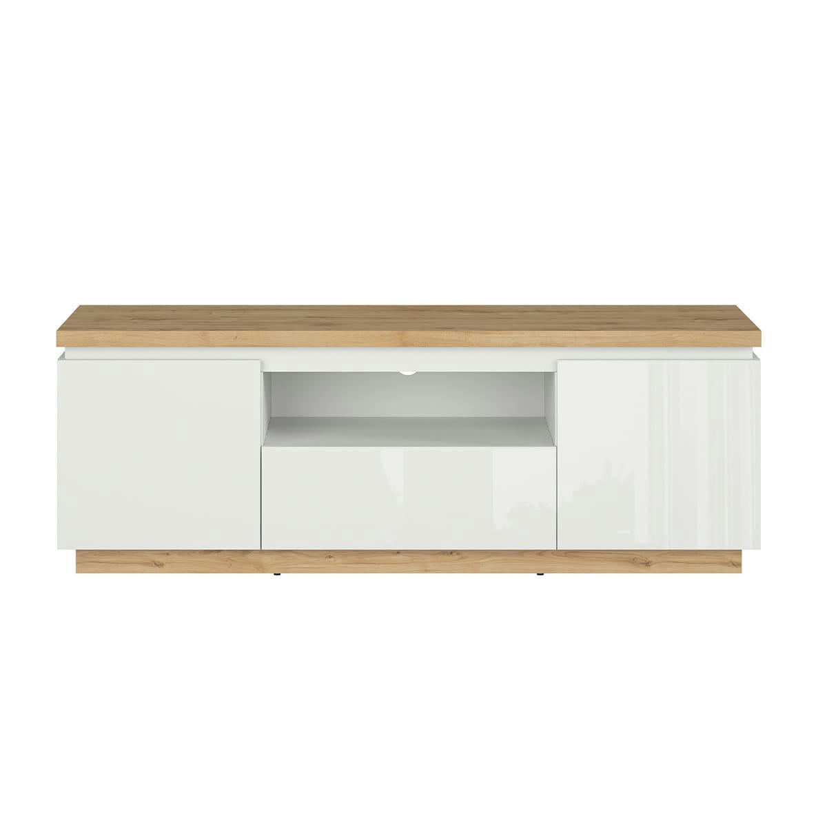 - Meuble tv 1 tiroir 2 portes 158 cm blanc et naturel