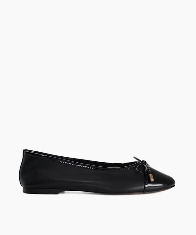 Haliah Black - Patent Toe Cap Ballet Flats