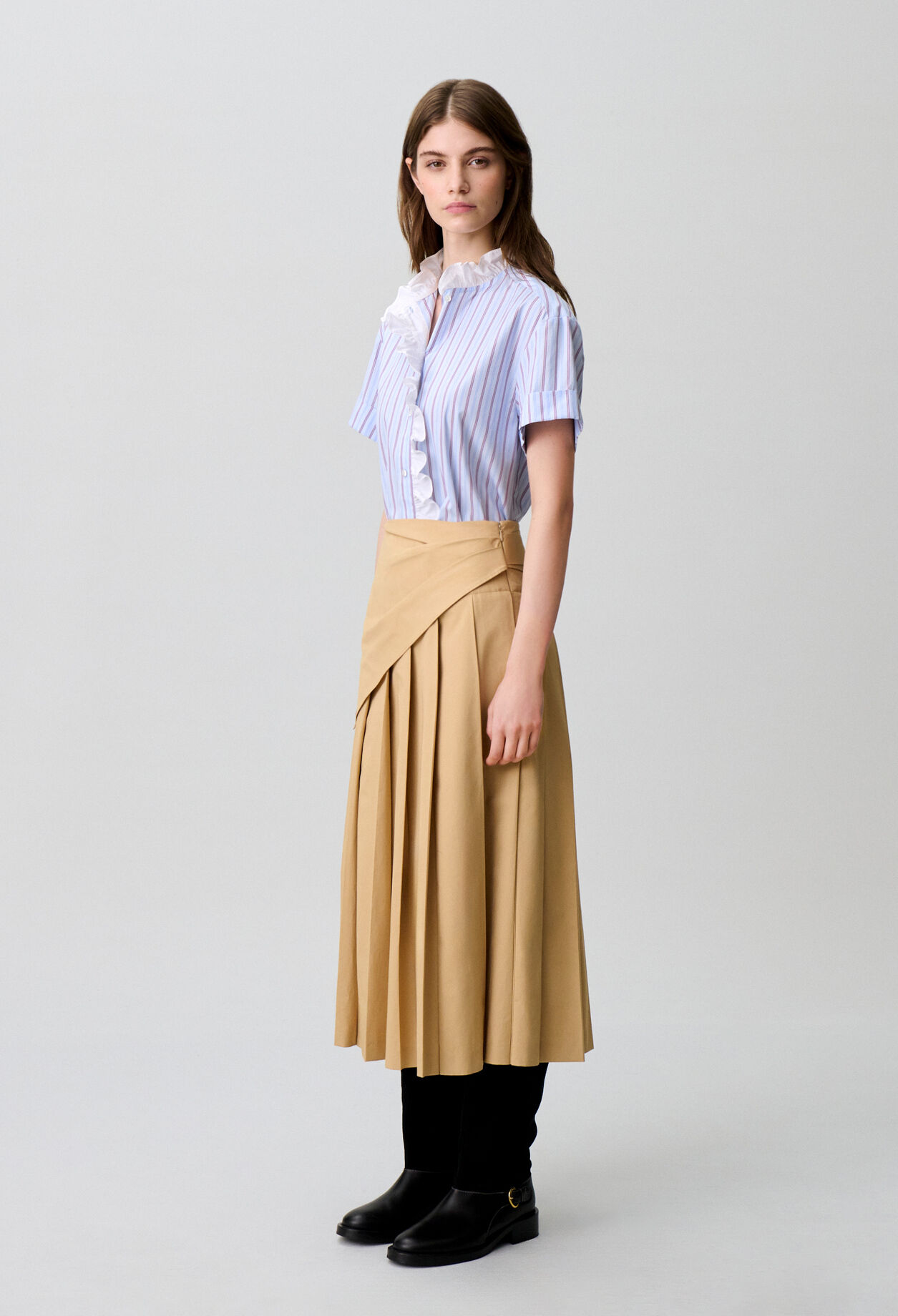 Chemise popeline rayée volants