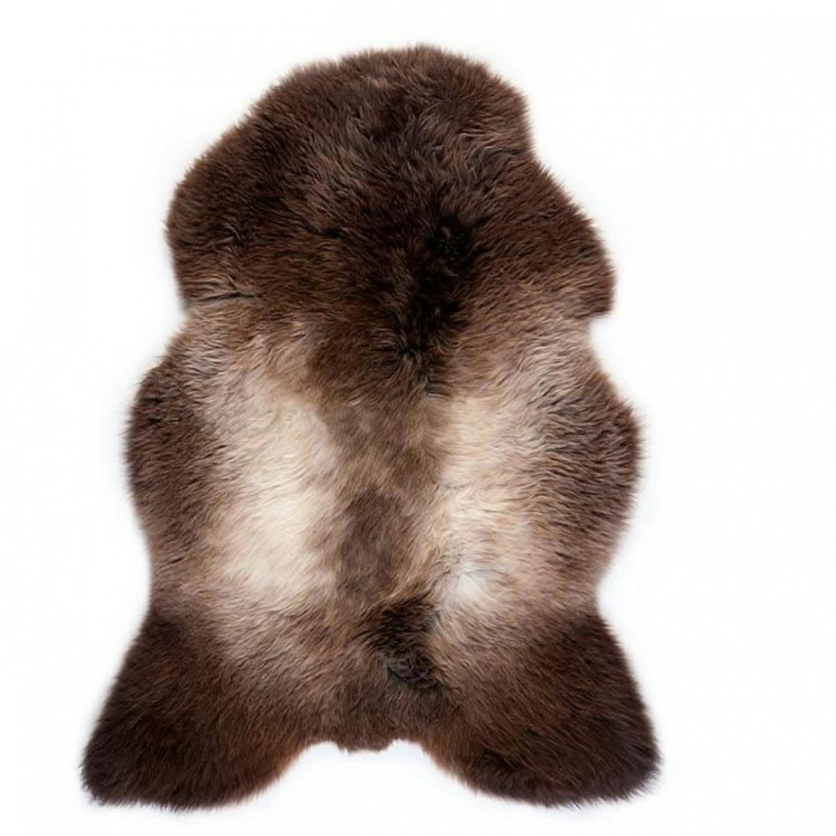 - Tapis en peau de mouton marron chinée