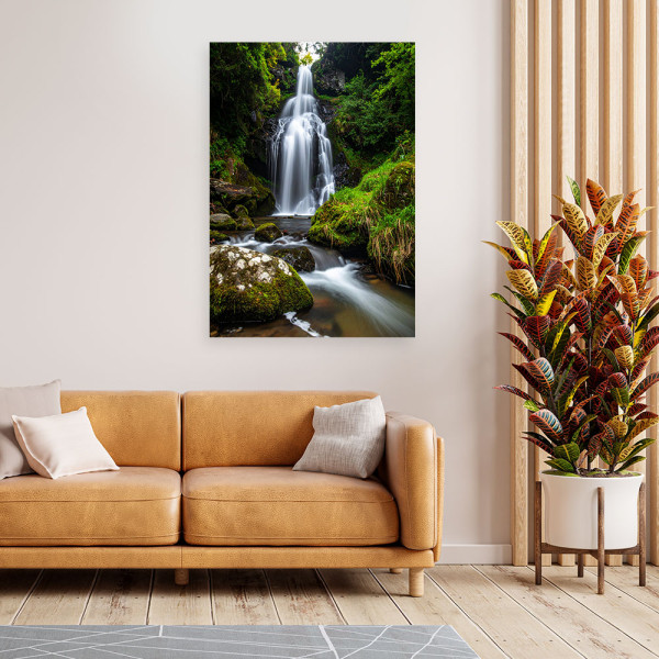 Obraz do salonu sypialni biura, Pejzaż wodospad drzewa natura 20x30