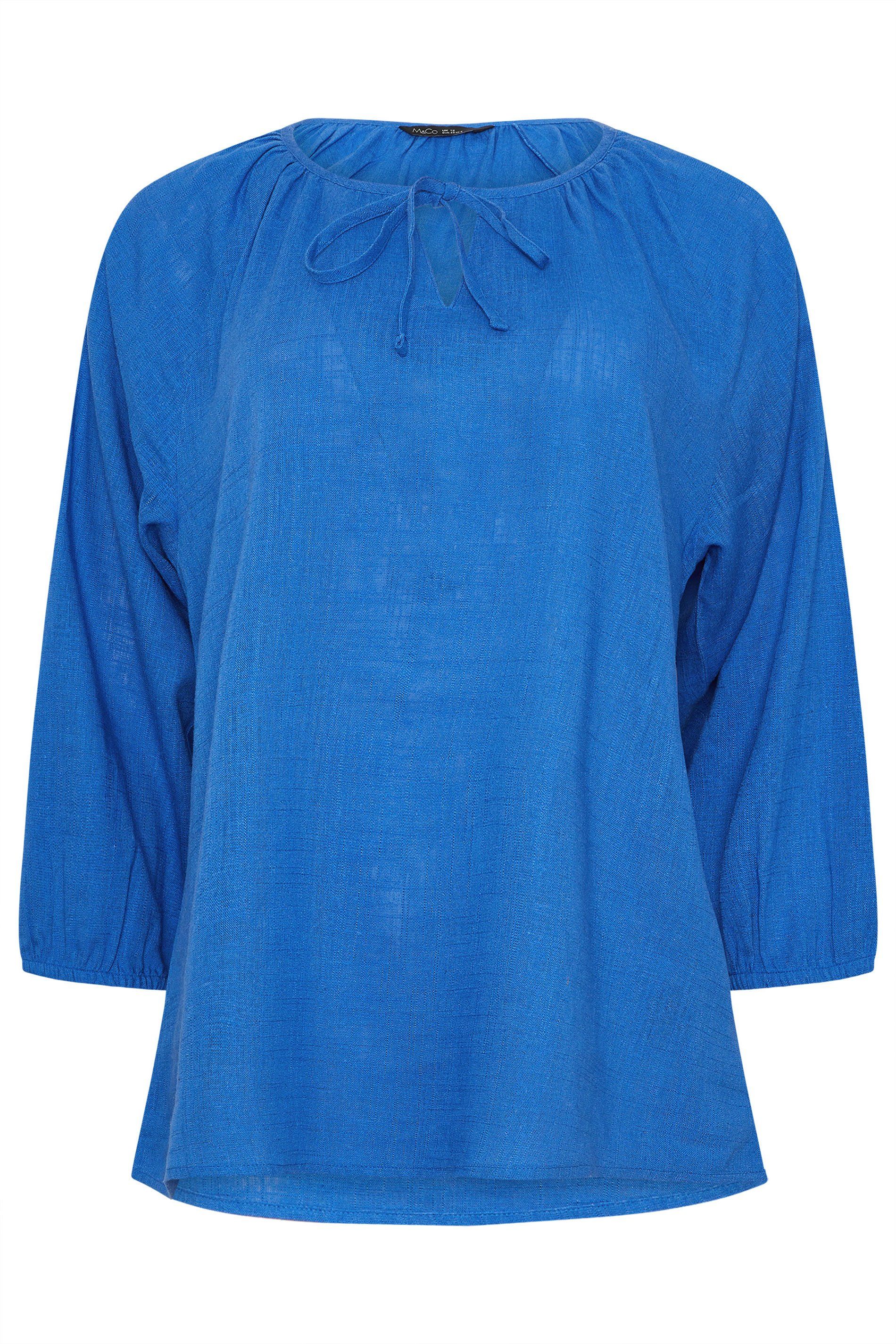 M&Co Tie Neck Linen Blouse