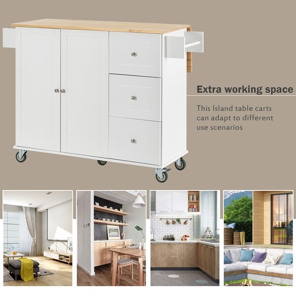 Rolling Mobile Kitchen Island with Drop Leaf