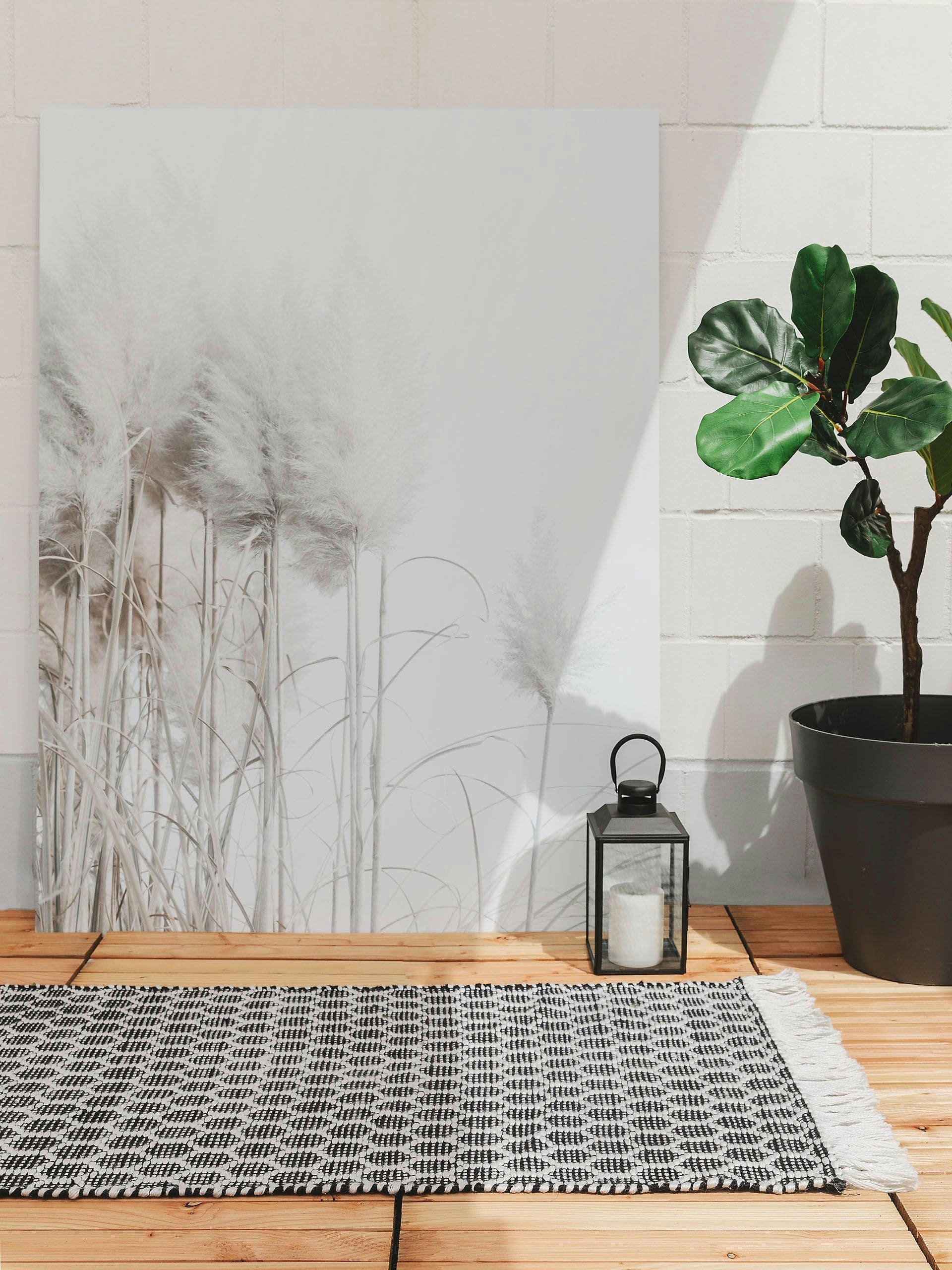 MIMPI - Tapis fabriqué à partir de matériaux recyclés blanc & noir 80x250