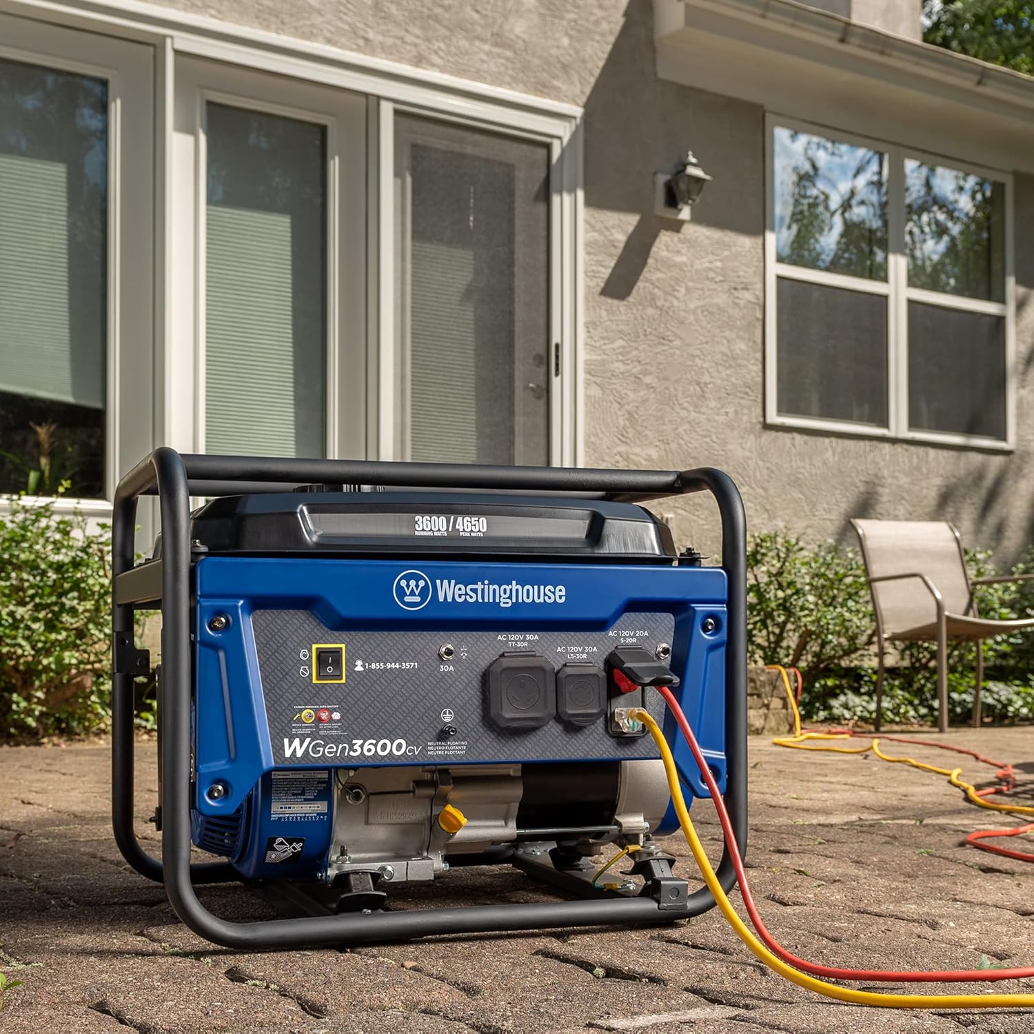 Westinghouse 4650 Peak Watt Portable Generator  RV Ready 30A Outlet  Gas Powered  CO Sensor
