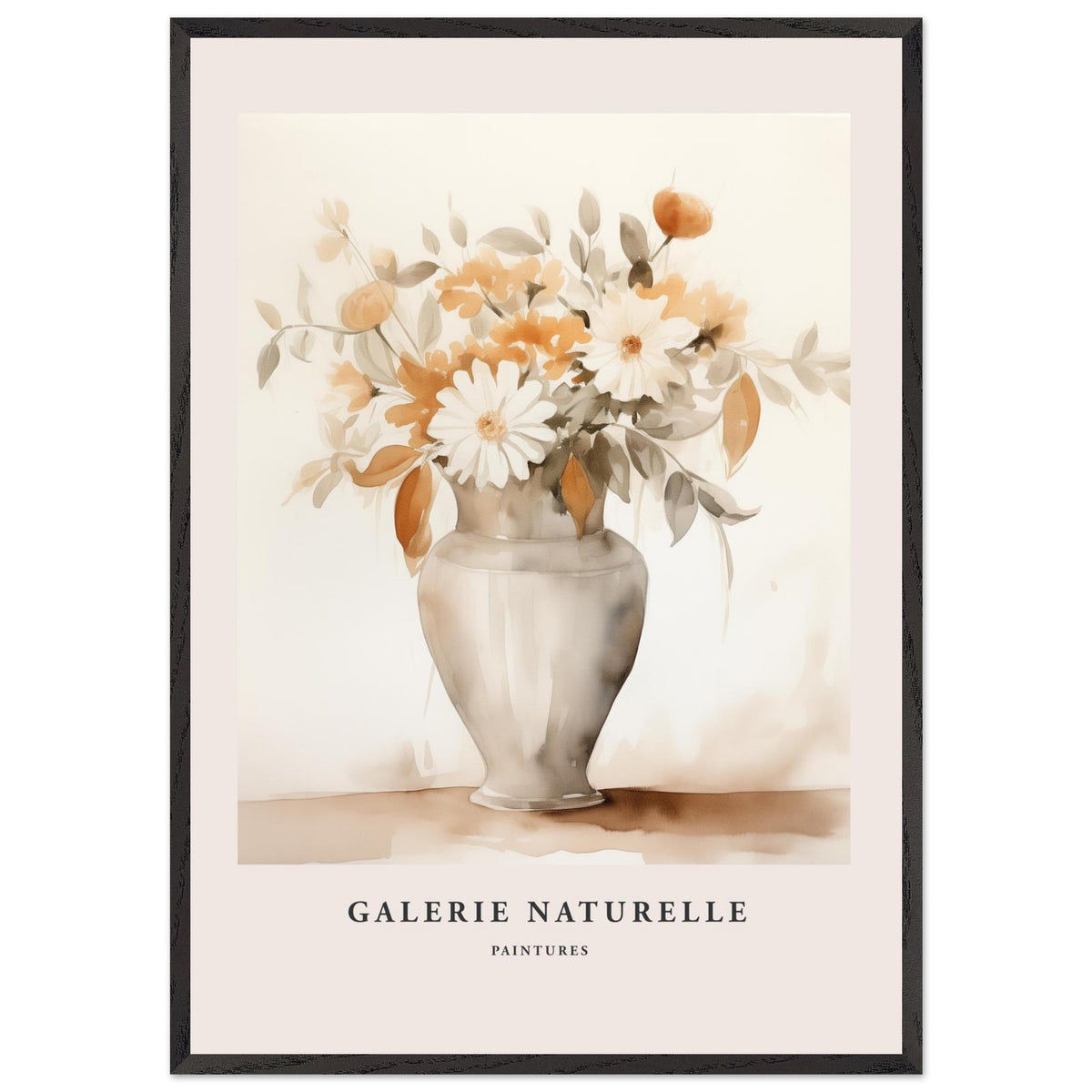 Artfulprints Poster met Lijst Bloemen in vaas 2  - 70x100 cm - Taupe
