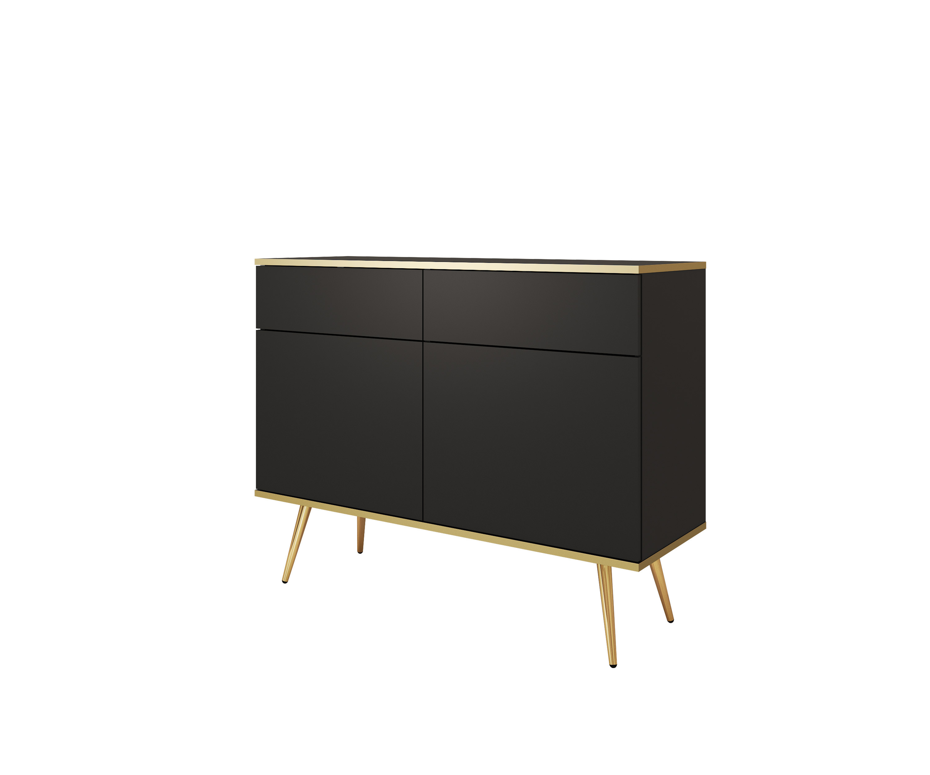 Komoda z szufladami ORINO 107cm czarny ze złotymi detalami/złote nóżki