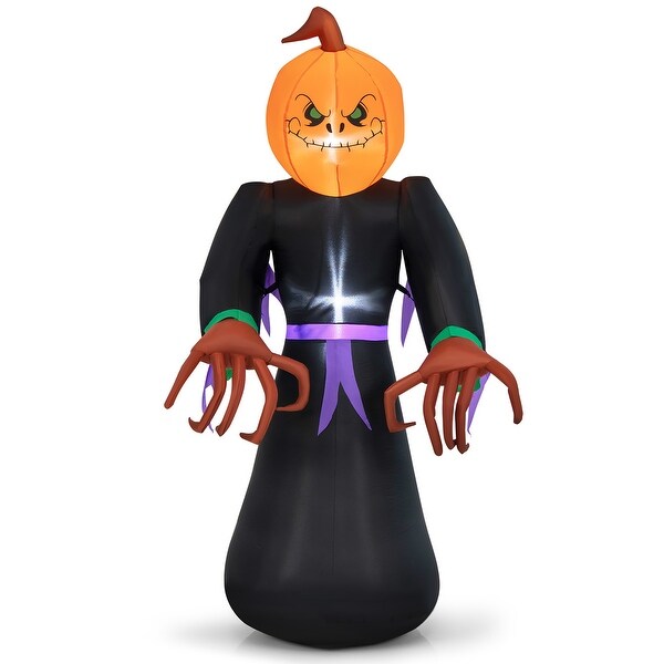 Gymax 6.5FT Halloween Inflatable Pumpkin Reaper Ghost Decoration w/