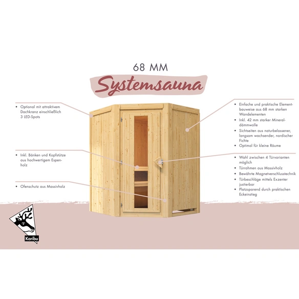 Sauna »Tartu«, inkl. 9 kW Saunaofen mit integrierter Steuerung, für 3 Personen
