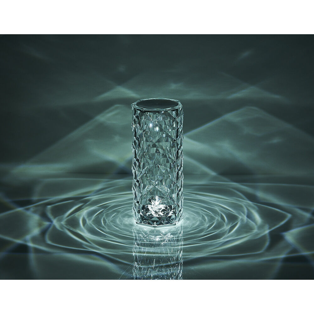 Lampe de table cylindrique design cristal transparent