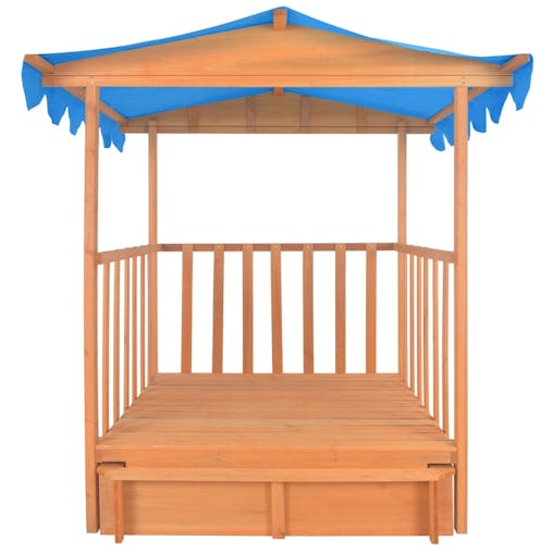 NNEVL Kids Playhouse with Sandbox Fir Wood Blue UV50