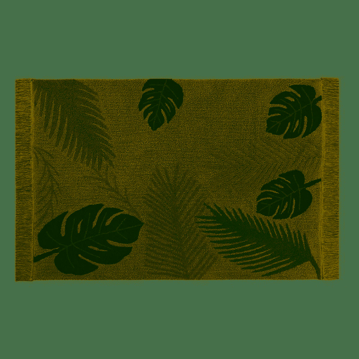 TROPIQUE - Tapis coton motif tropique feuilles vert 140x200