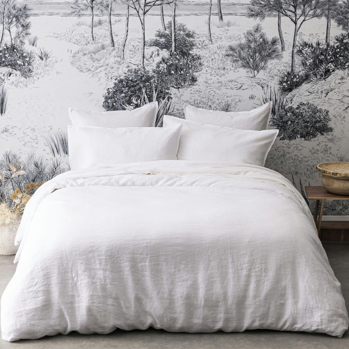 NOUVELLE VAGUE - Drap housse en lin blanc 180x200