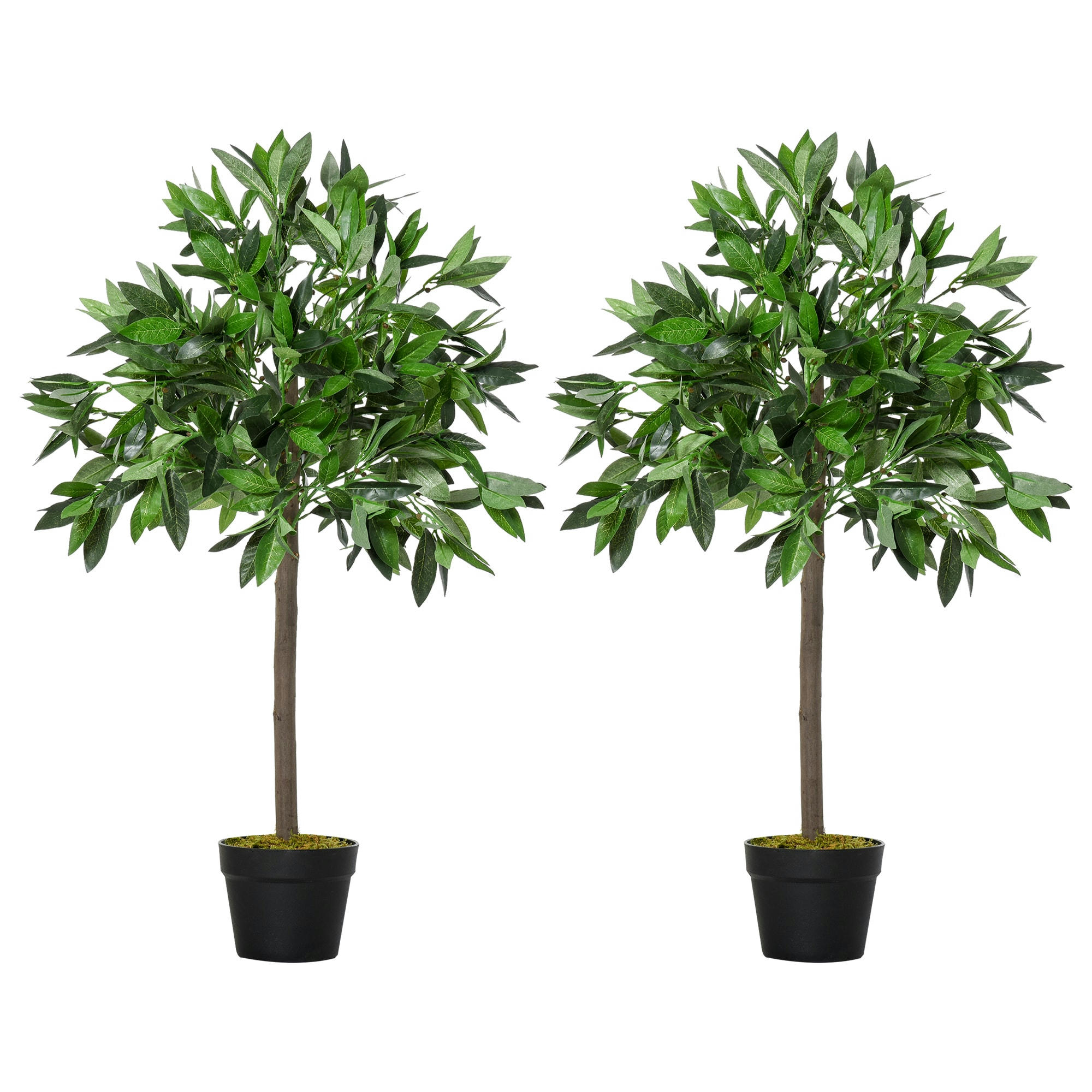 - Lot de 2 lauriers boules artificiels H.0,90 m pot inclus noir vert