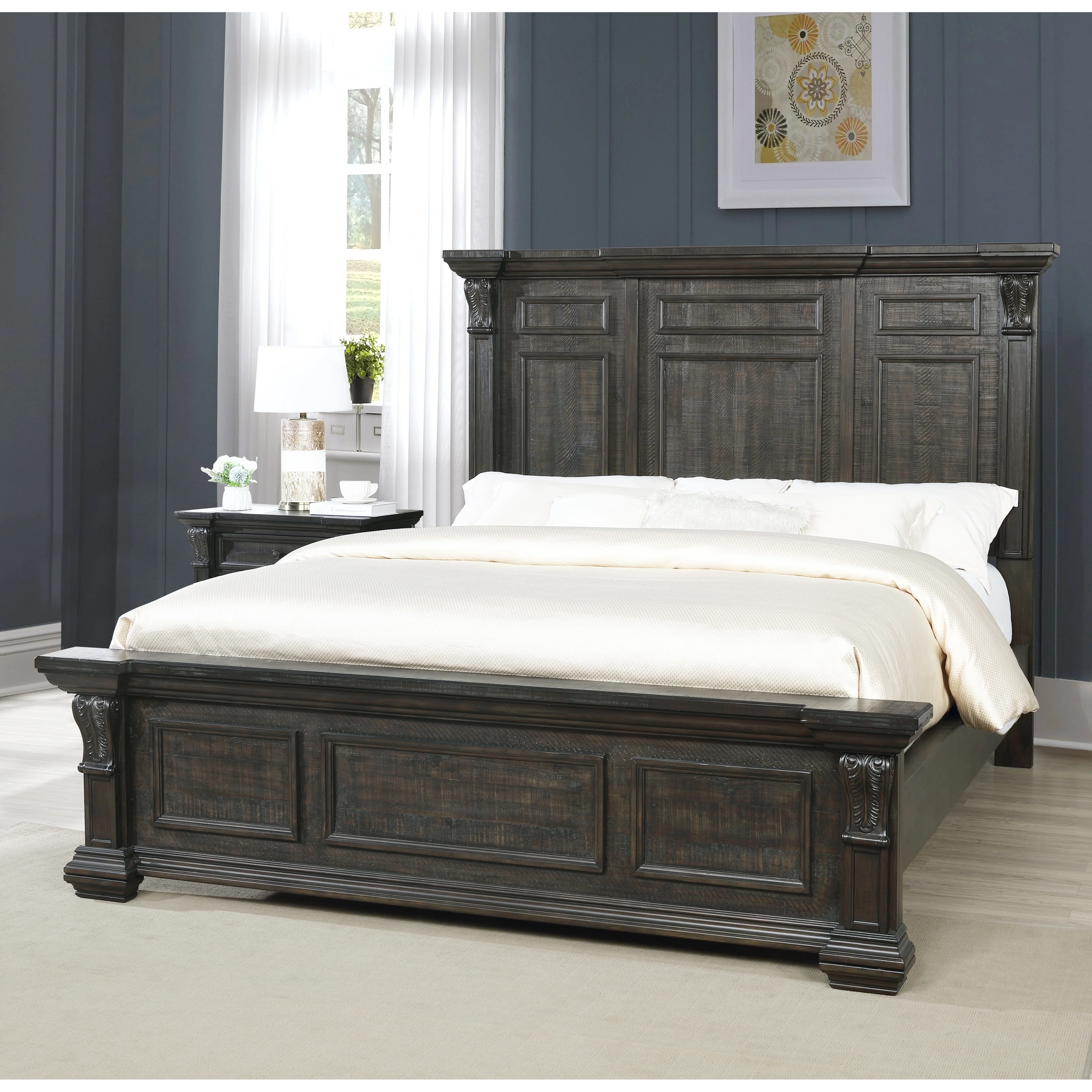 Roundhill Furniture Farson Distressed Dark Walnut Finish 4-piece Bedroom Set