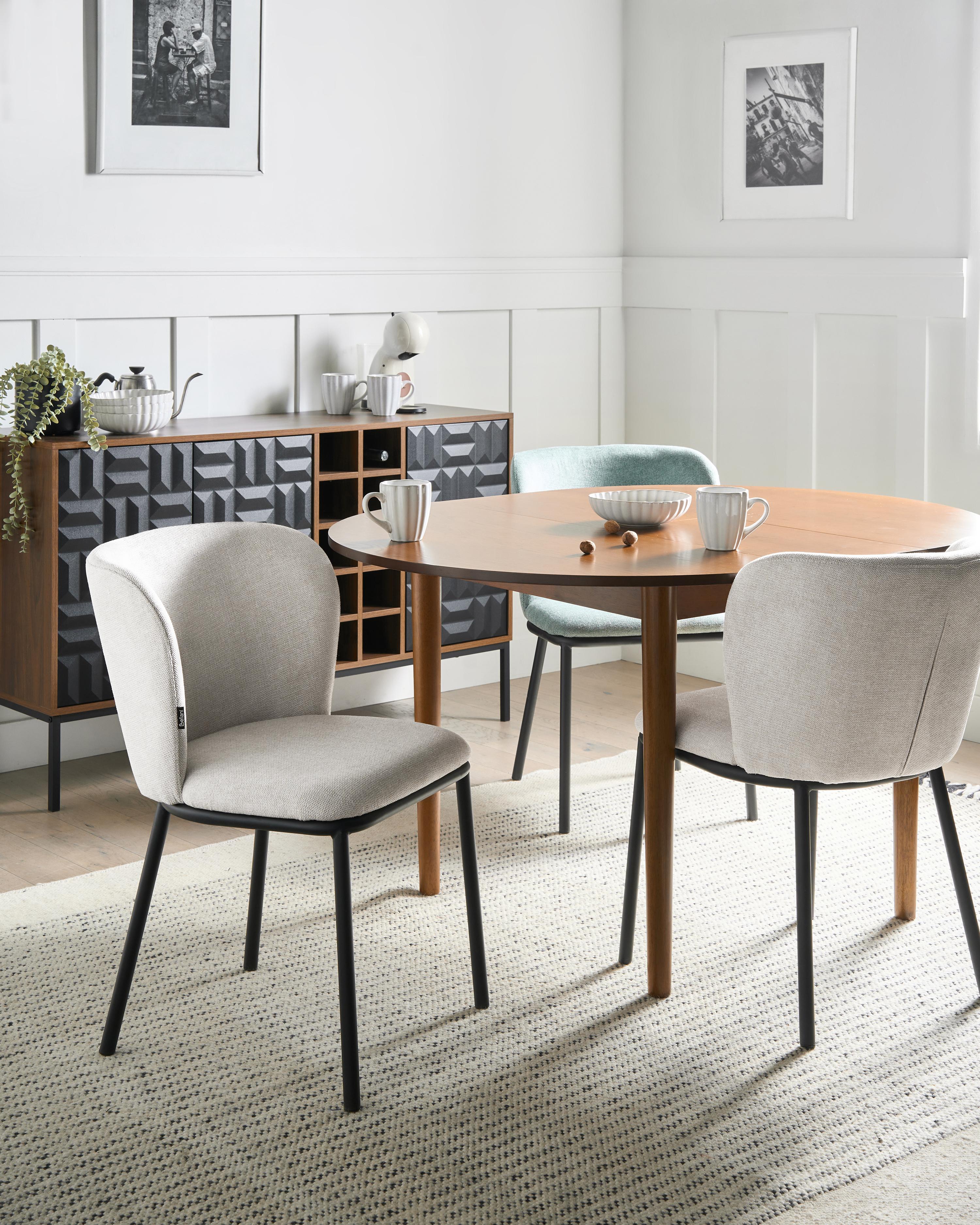 Set of 2 Dining Chairs ARTESIA Fabric Light Beige