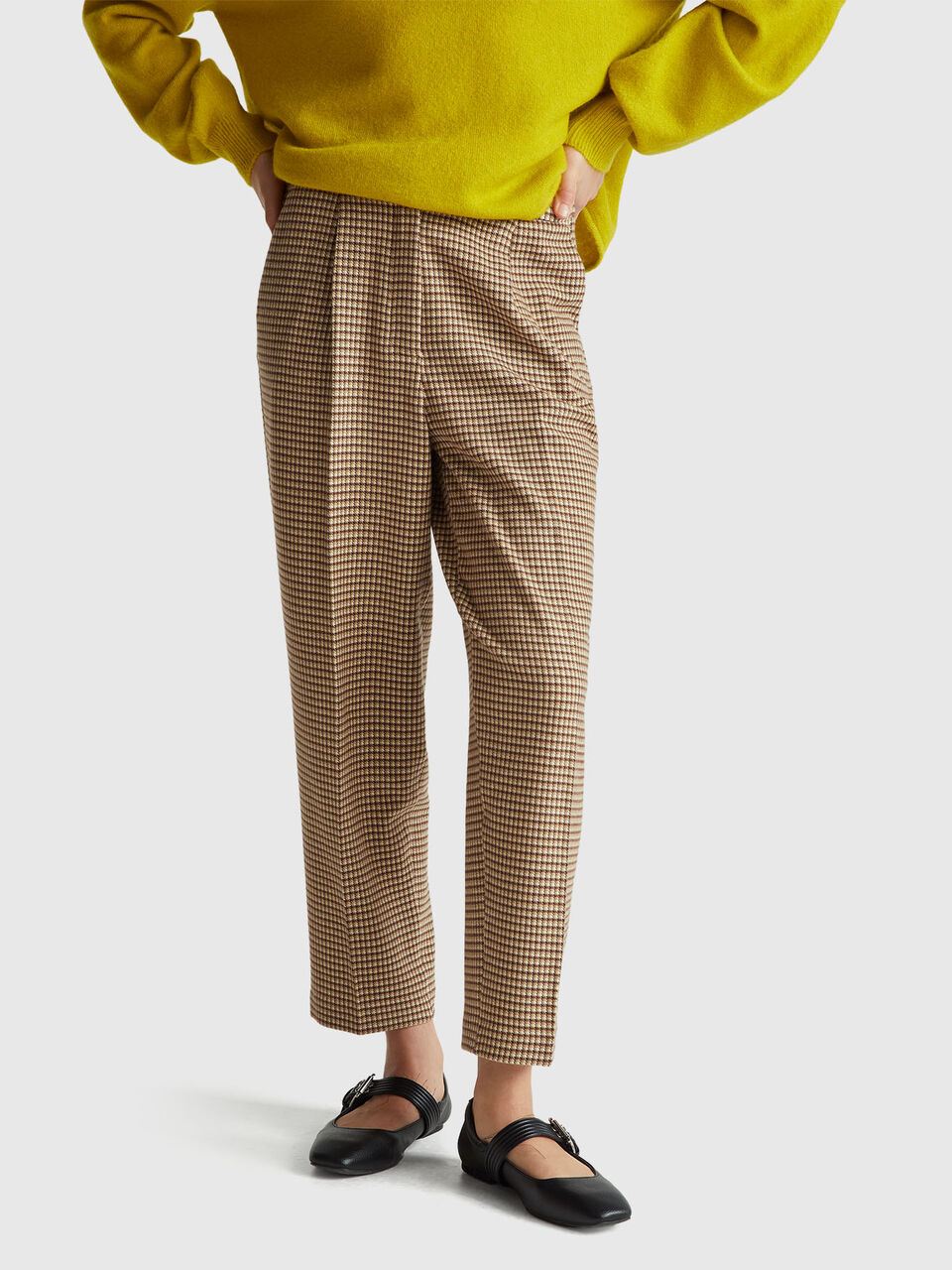 Houndstooth flannel trousers