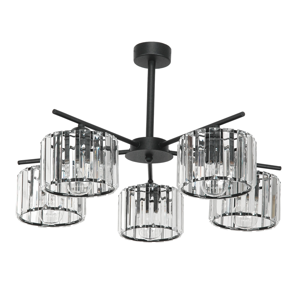 Lampa sufitowa czarna kryształowa do salonu EDYLIT 5xE27 APULLA 15-100