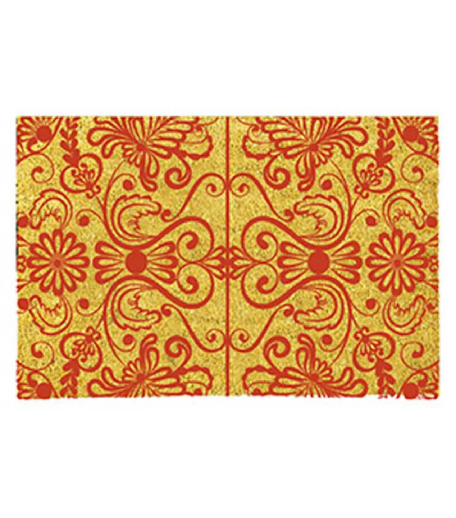 VOLUTES - Paillasson en coco motifs volutes rouges 70x40cm