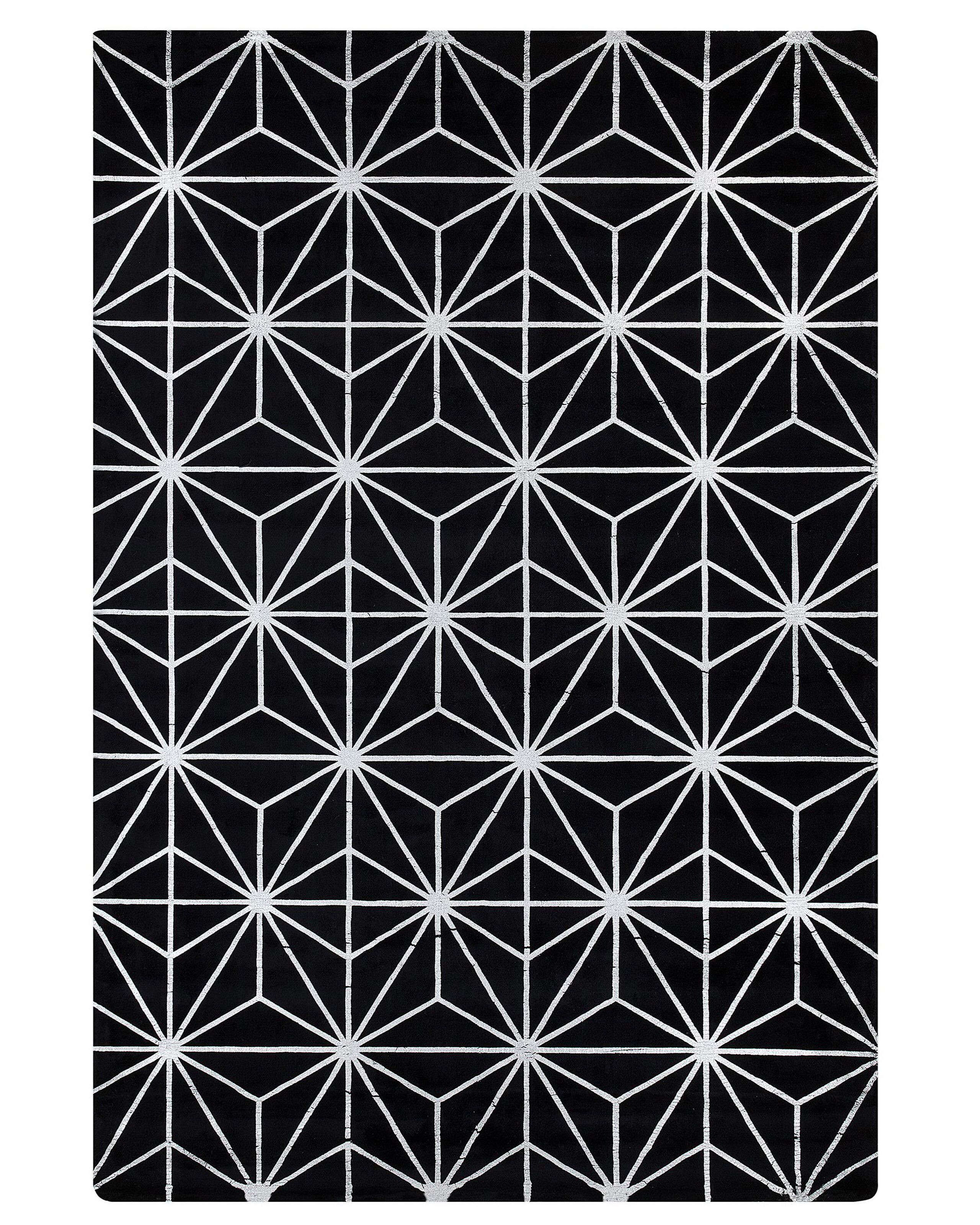 Dywan wiskoza srebrny wzór 160x230 cm czarny
