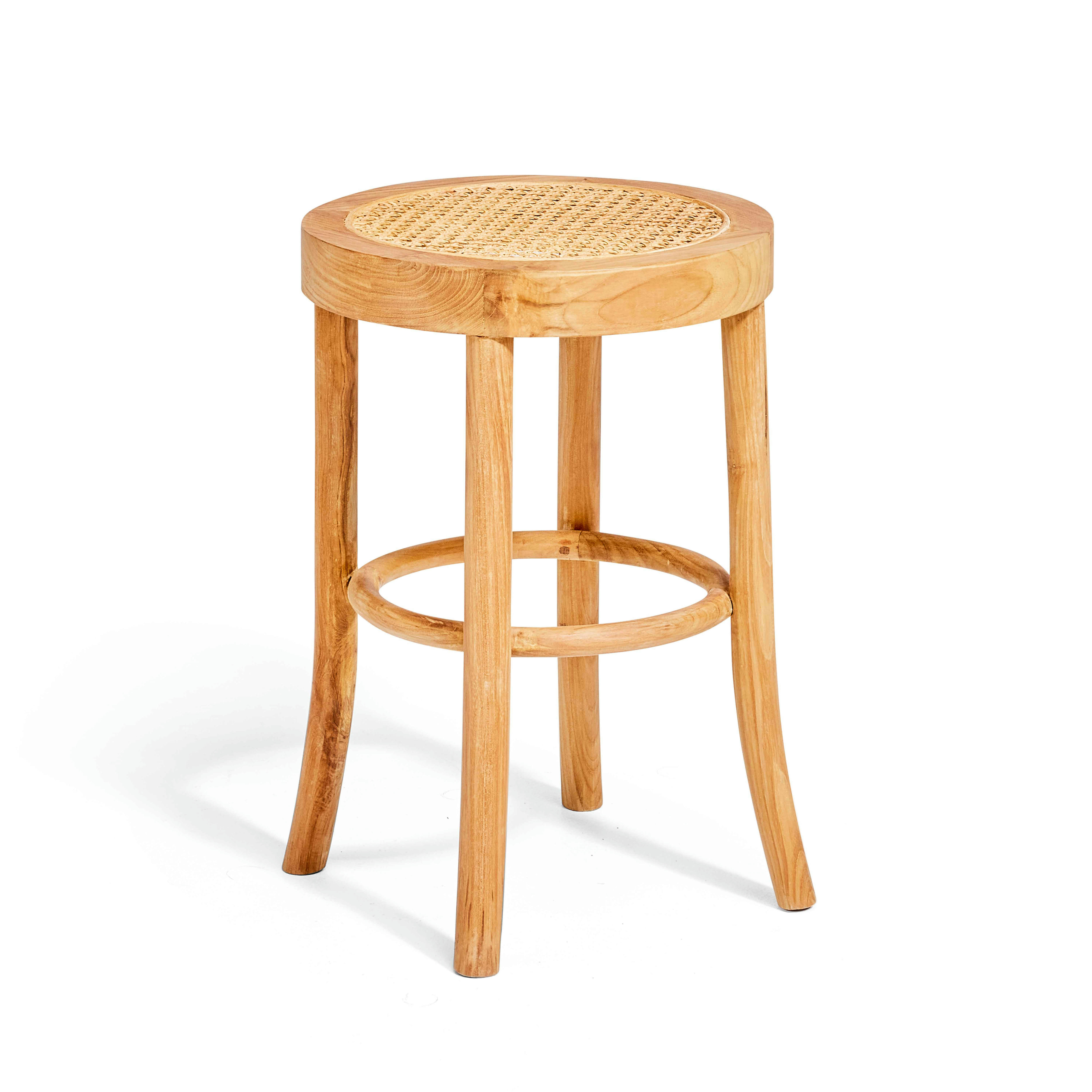 KARTA - Tabouret en rotin naturel et teck massif