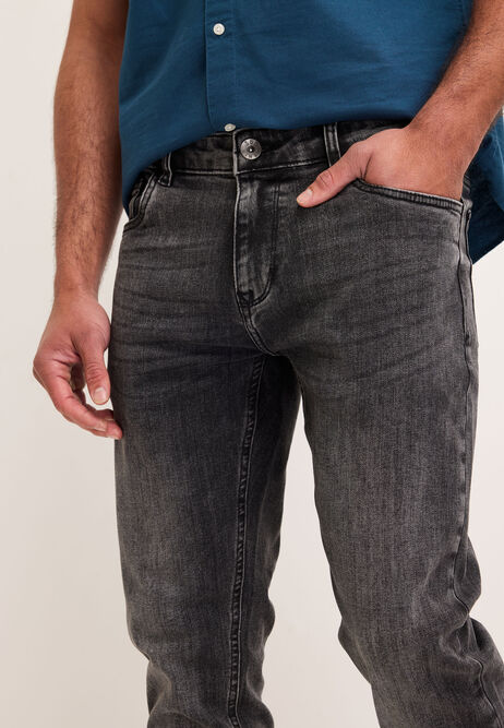 Mens Dark Grey Slim Stretch Jeans