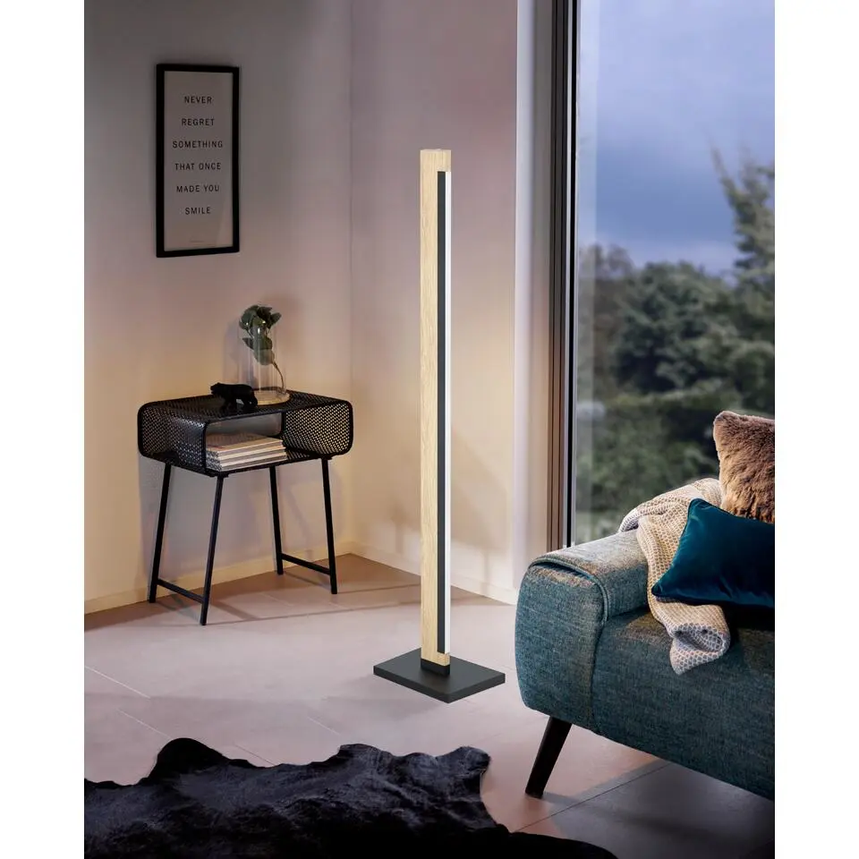 EGLOCamachoVloerlamp-LED-126cm-Zwart/Bruin-Dimbaar