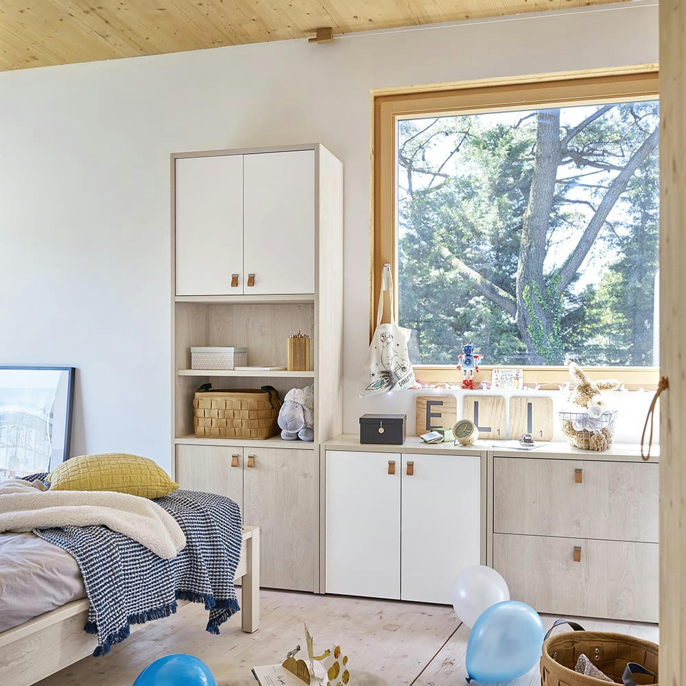 LODGE - Cube simple effet bois chêne boreal