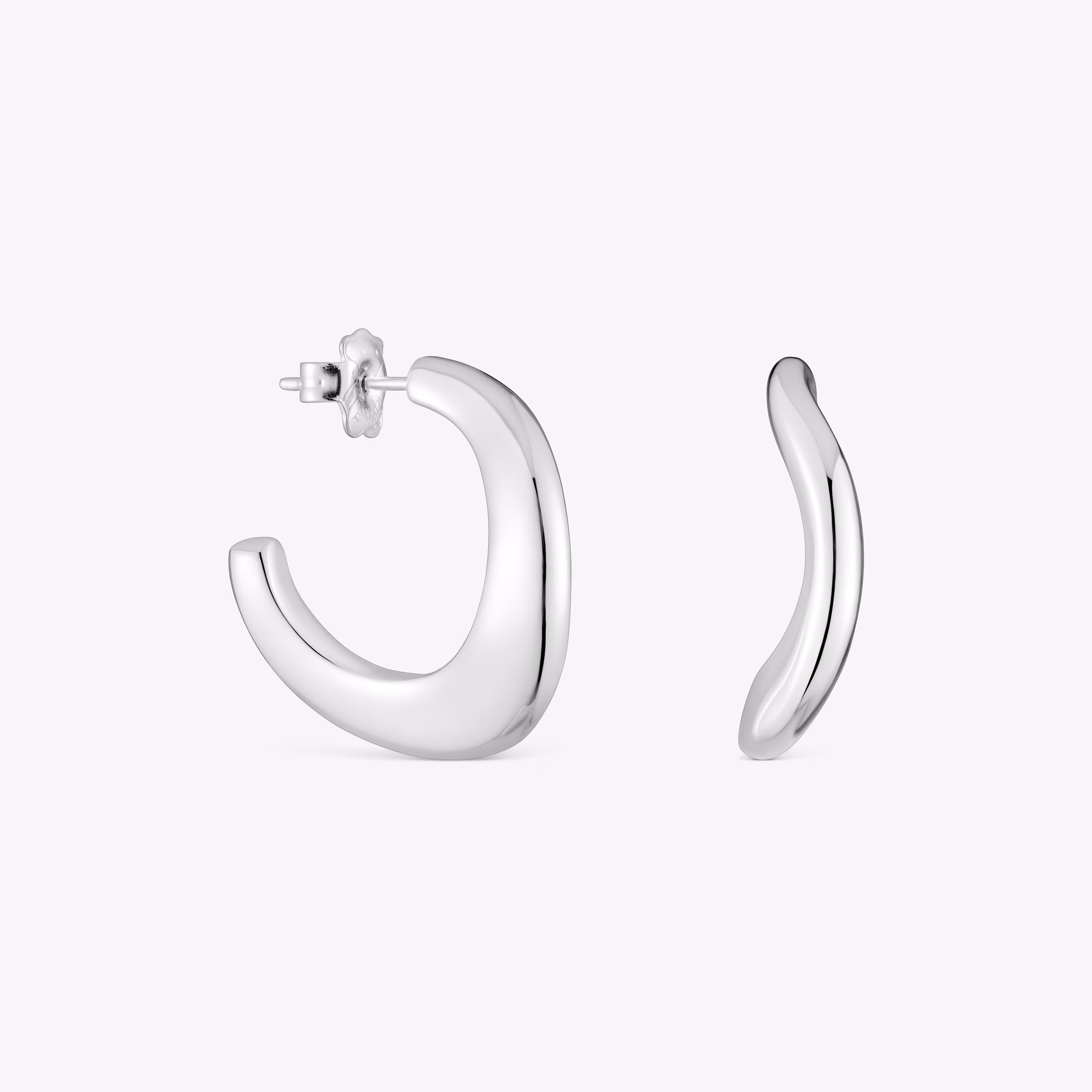 Pendientes de aro oval de plata Galia Basics