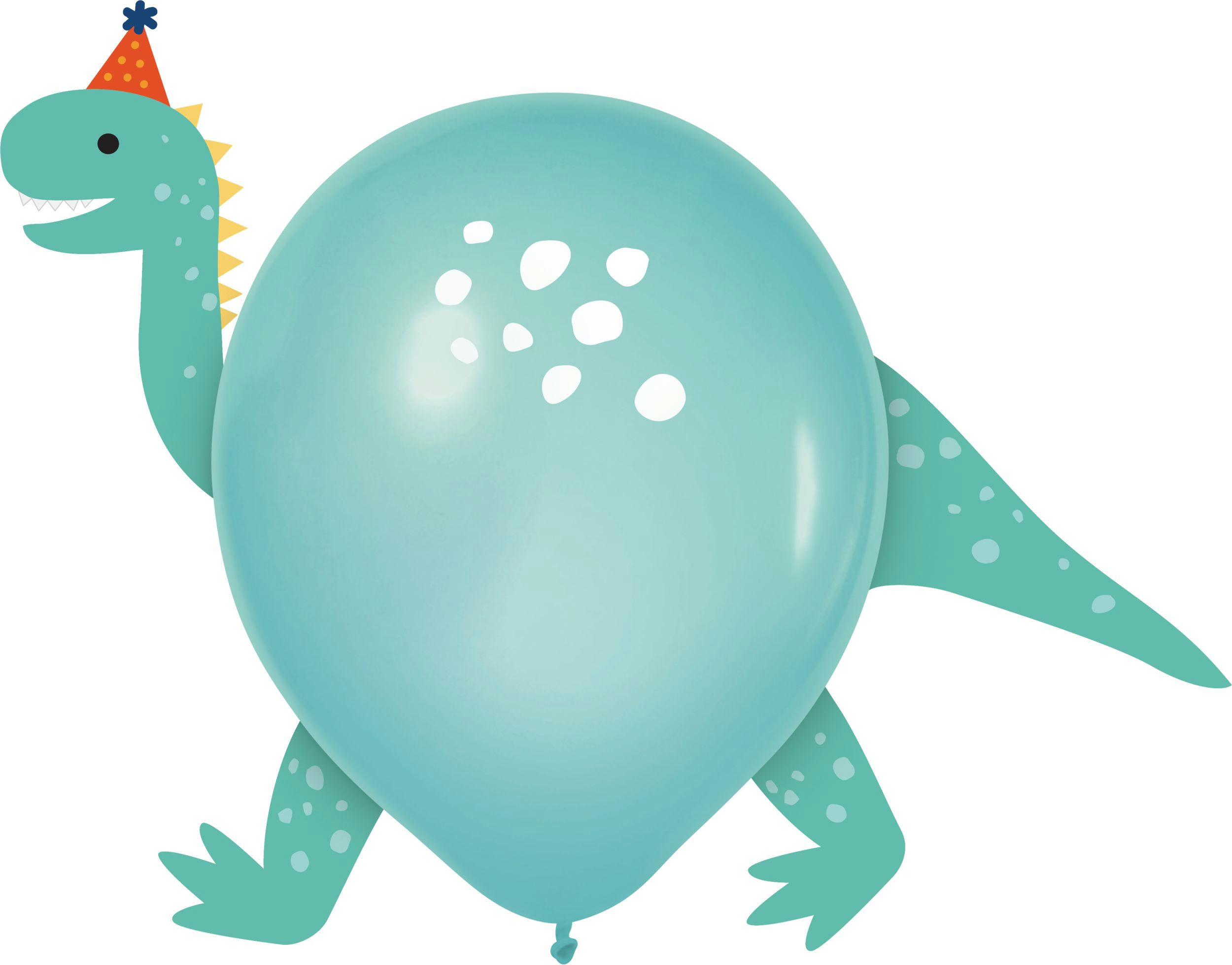 Dino-Mite Round Latex Balloon Decorating Kit, Blue/Orange/Green, 12-in, 6-pk, for Birthday Party