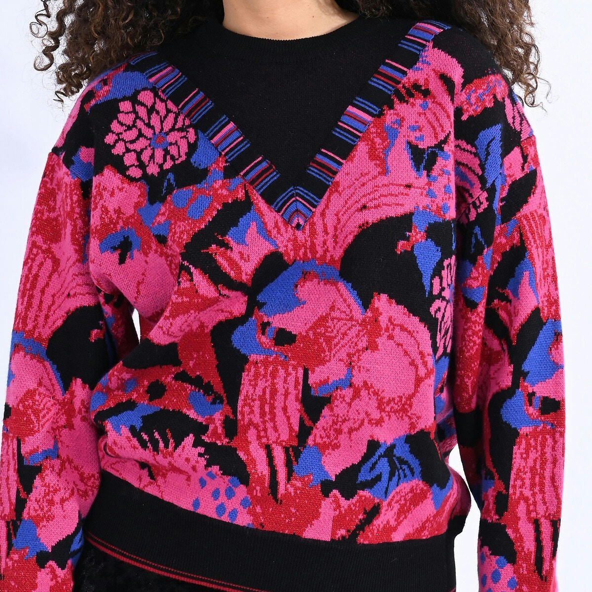 Pull  col rond motif jacquard