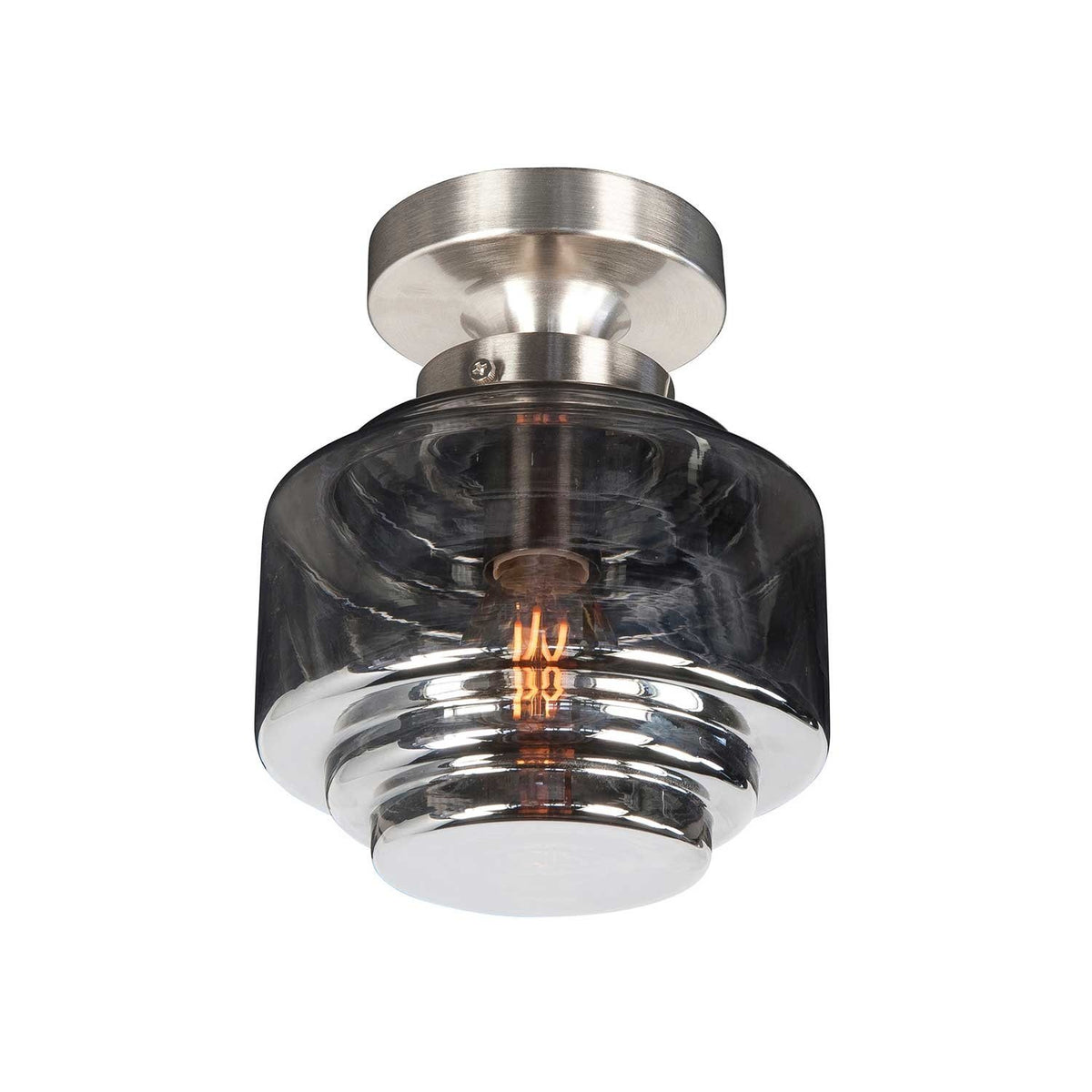 Highlight plafondlamp Deco - 1 lichts - 15 x 19  cm - mat chroom rook
