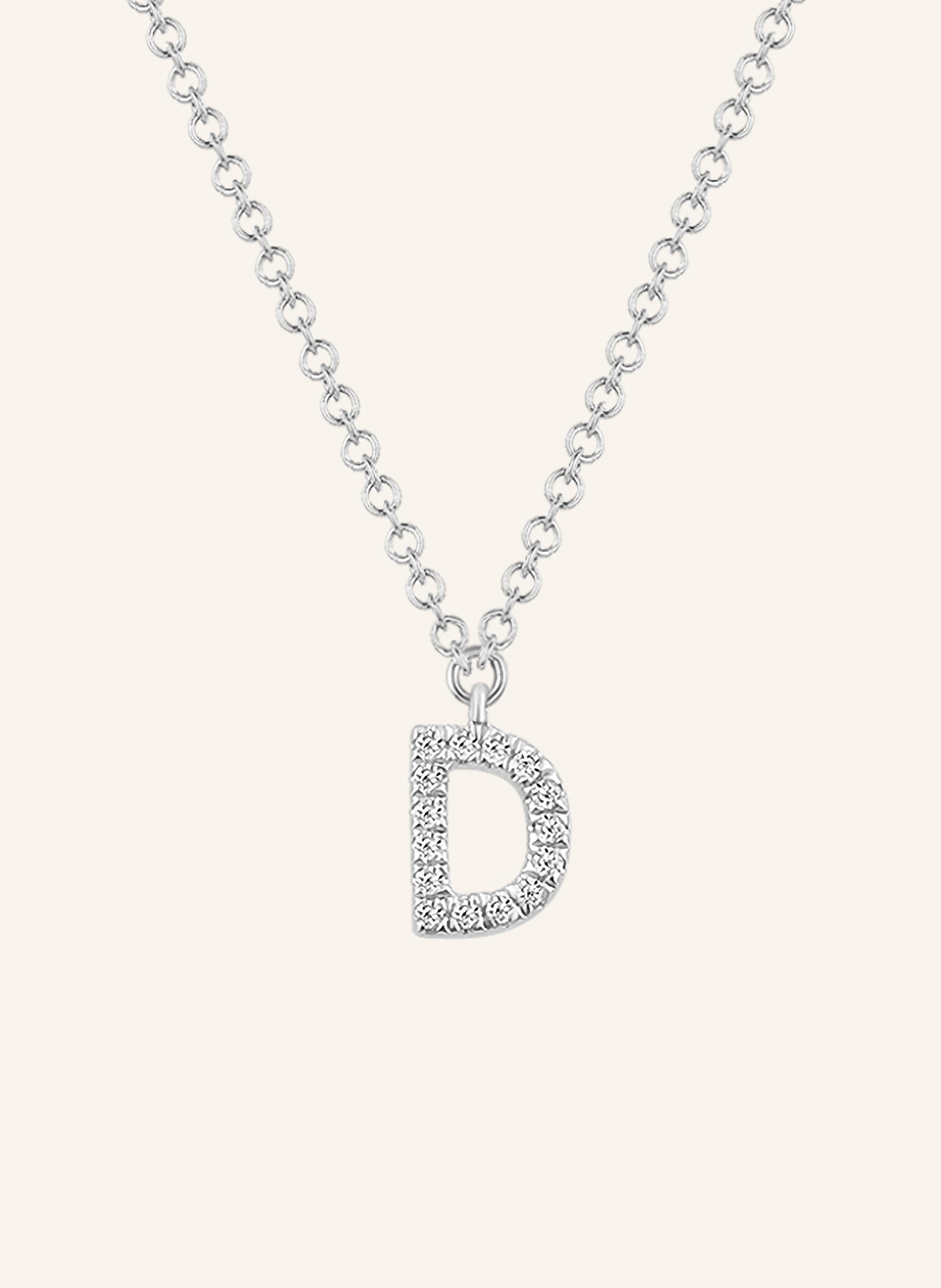 Leaf INITIALIEN Halskette „D“ aus 14 Karat Weißgold mit Diamanten