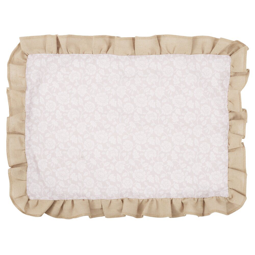 Set de table rectangulaire polyester Indie floral beige et taupe 34x46cm
