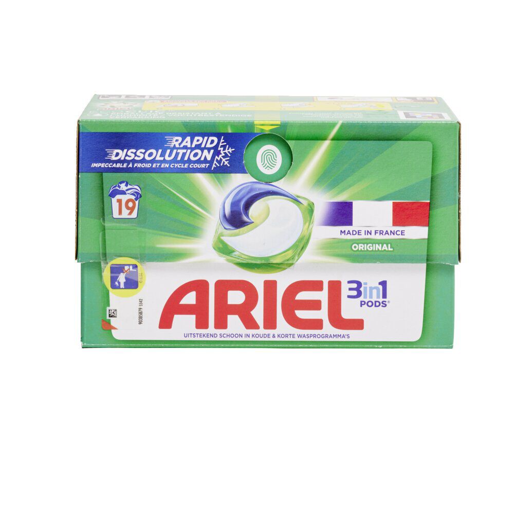 Lessive Ariel 19 capsules Original 3 en 1